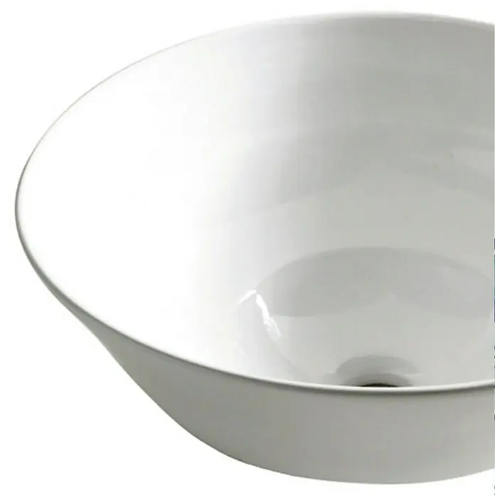 Bathco Lavabo de sobremesa Nápoles - Diámetro: 43 cm, Blanco - Elegante lavabo sobre encimera blanco con líneas curvas para un diseño de baño moderno. Su superficie lisa facilita la limpieza.