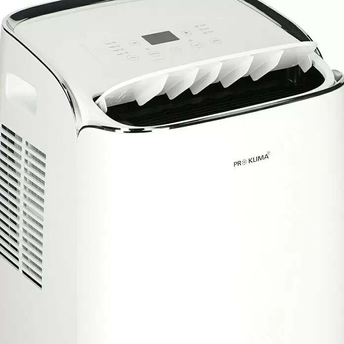 PR Klima Aire acondicionado portátil Moma - 3.500 W, Tamaño de la estancia: 35 m², Blanco - Aire acondicionado portátil blanco con panel de control superior, salida de aire ajustable y rejilla lateral. Con el logo "PR KLIMA".