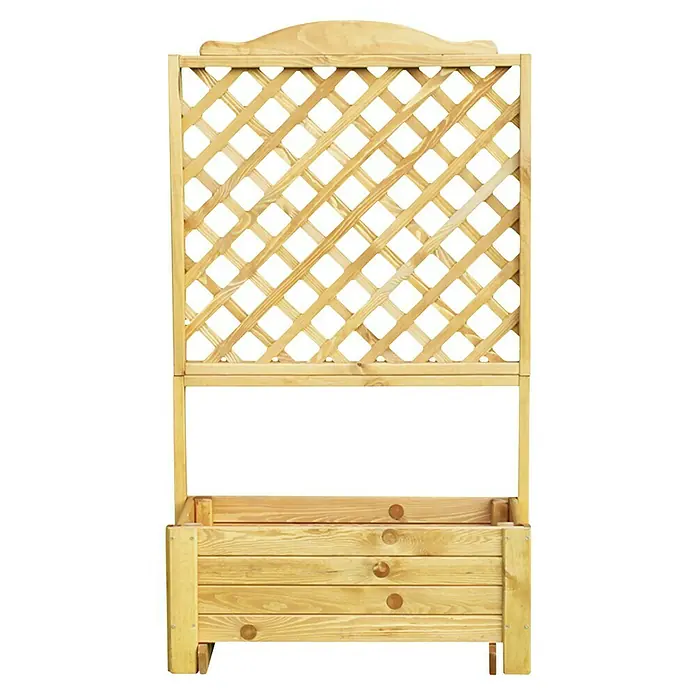 Promadino Pflanzkasten Romantica - Außenmaß (L x B x H): 80 x 38 x 140 cm, Holz, Honigbraun - Holzpflanzgefäß mit Rankgitter für den Garten, ideal für Kletterpflanzen und Blumen. Attraktives Design für jeden Außenbereich.