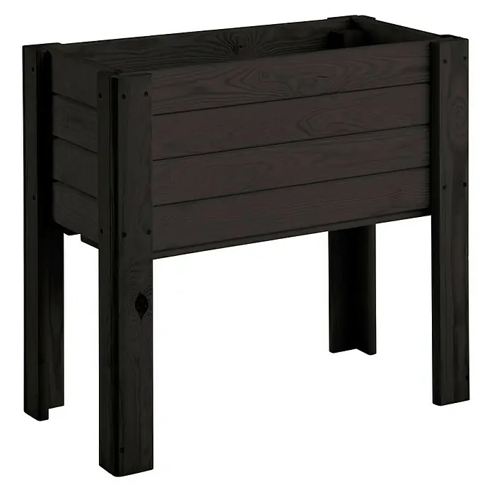 Promadino Hochbeet - 60 x 30 x 60 cm, Holz, Anthrazit - Schwarzer Pflanzkasten aus Holz mit Beinen für den Garten oder die Terrasse. Das Produkt ist robust und bietet Platz für Pflanzen.