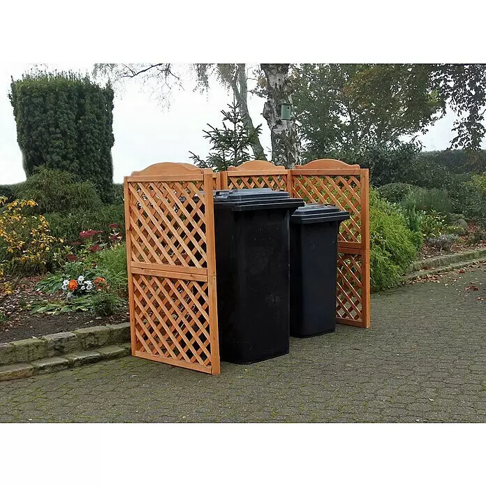 Promadino Mülltonnenbox Verkleidung Rex - 171 x 79 x 127 cm, Honigbraun - Stimmungsaufnahme