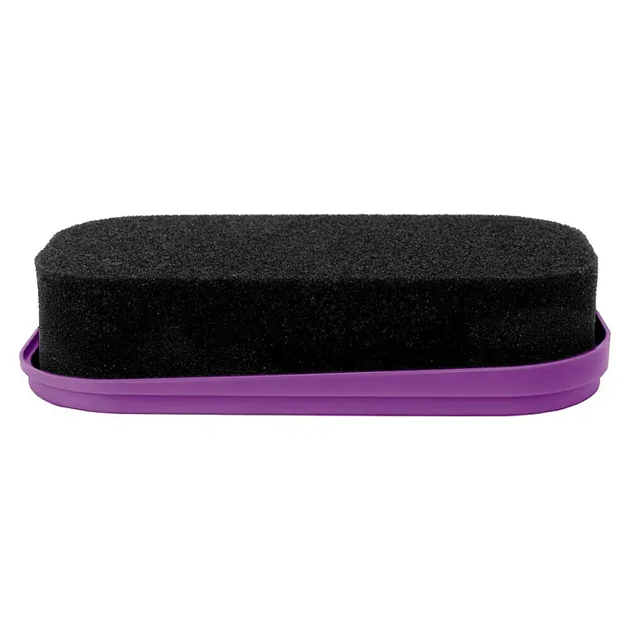 Esponja limpiadora para salpicaderos - New Car - Betún de esponja negra con carcasa de plástico púrpura, perfecto para un abrillantado rápido y fácil.