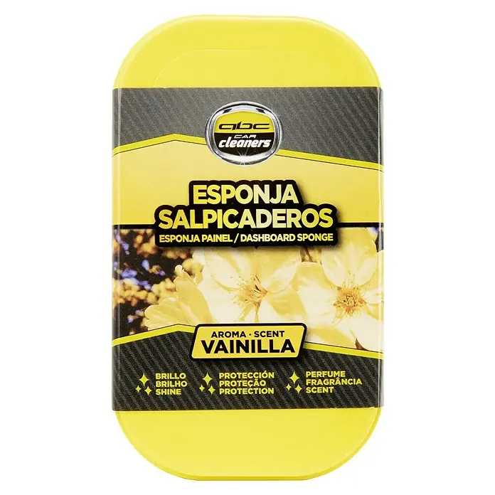 Esponja limpiadora para salpicaderos - Vainilla - Imagen de una esponja para salpicaderos ABC Car Cleaners con aroma a vainilla para la limpieza y el mantenimiento de interiores de automóviles.