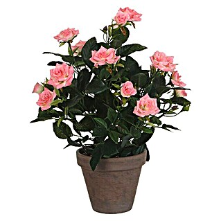 Kunstblume Rosenstrauch (Höhe: 33 cm, Rosa, Kunststoff)