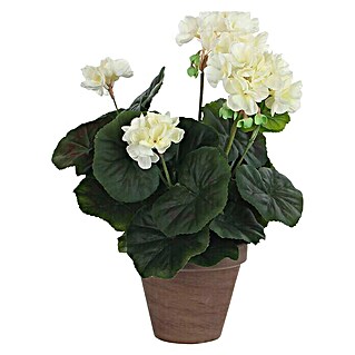 Planta artificial Geranio (Altura: 34 cm, Blanco, Plástico)
