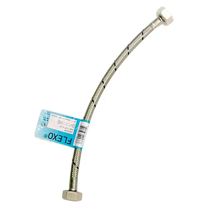 Flexo Anschlussschlauch - ½″/⅜″, Länge: 50 cm - Flexibler Wasserhahnanschluss mit Edelstahlummantelung und den Anschlüssen DN1/2"x1/2" für eine einfache Installation.