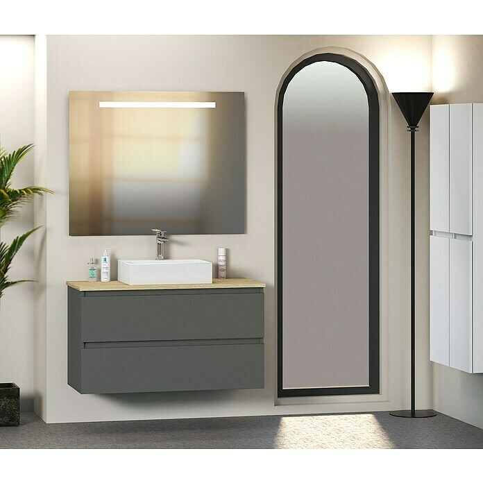 Mueble de lavabo Fons (46 x 100 x 56 cm, Antracita, Mate)