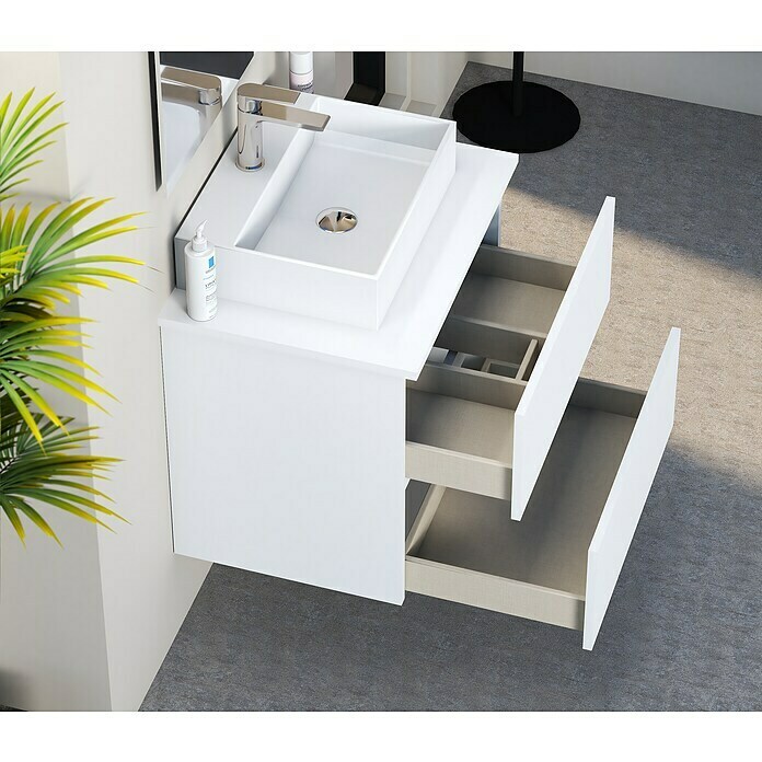 Mueble de lavabo Fons x 50 x 56 cm, Blanco seda, Mate) | BAUHAUS