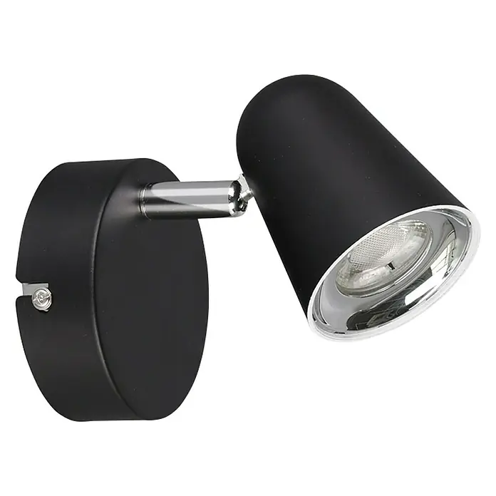 Reality Leuchten LED-Klemmleuchte Toulouse - L x B x H: 12 x 9 x 15 cm - Schwarze Wandleuchte mit verstellbarem Scheinwerfer und Chromdetails für modernes Design und gezielte Beleuchtung im Innenbereich.