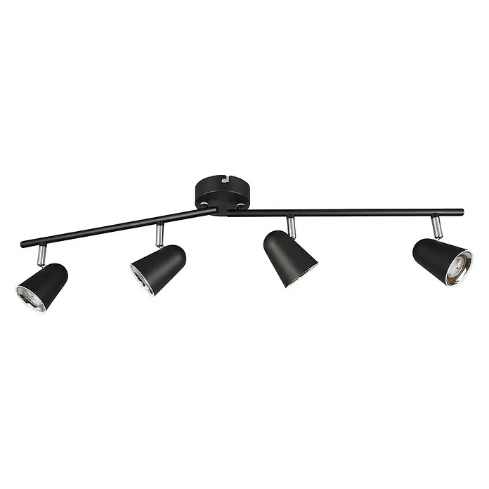 Reality Leuchten LED-Deckenstrahler Toulouse - L x B x H: 9 x 78 x 17 cm, Schwarz, Anzahl Leuchtmittel: 4 Stk. - Deckenleuchte mit vier Strahlern in Schwarz. Modernes Design für stilvolle Beleuchtung in jedem Raum.