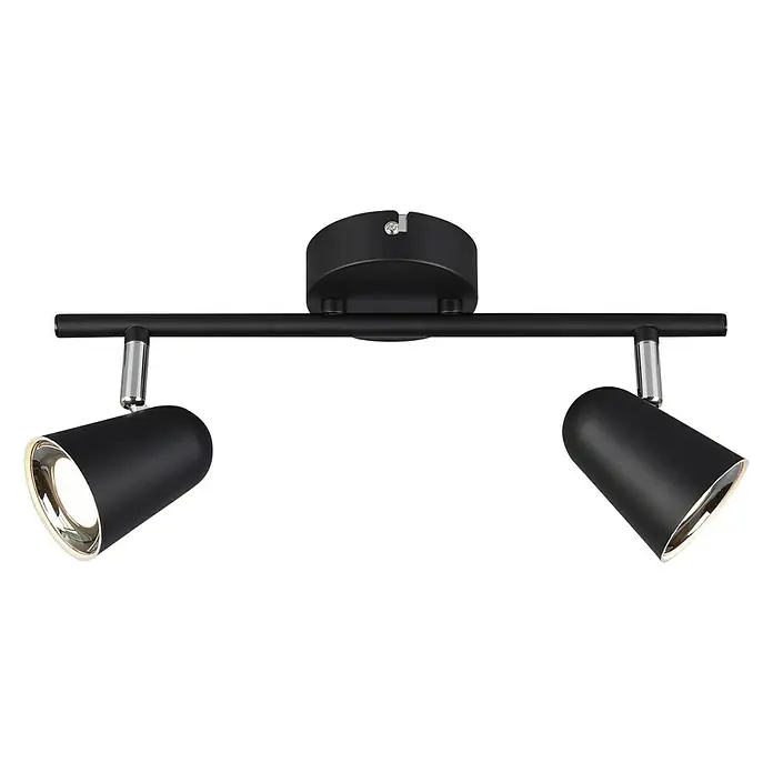 Reality Leuchten LED-Deckenstrahler Toulouse - L x B x H: 9 x 34 x 17 cm, Schwarz, Anzahl Leuchtmittel: 2 Stk. - Moderne schwarze Doppelstrahler-Deckenleuchte mit verstellbaren Köpfen für gezielte Beleuchtung in jedem Raum.