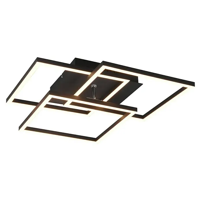 Reality Leuchten LED-Deckenleuchte Mobile - 28 W, L x B x H: 42 x 39 x 10 cm, Schwarz - Quadratische LED-Deckenleuchte mit modernem Design, ideal für stilvolle Innenräume. Schafft eine angenehme Atmosphäre.