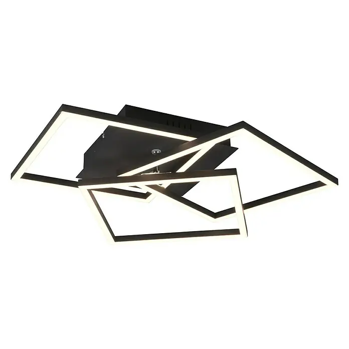 Reality Leuchten LED-Deckenleuchte Mobile - 28 W, L x B x H: 42 x 39 x 10 cm, Schwarz - Moderne LED-Deckenleuchte mit verschlungenen, quadratischen Rahmen und elegantem, schwarzem Finish für stilvolle Beleuchtung.