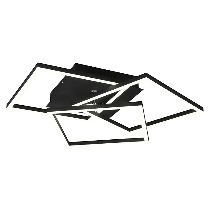 Reality Leuchten LED-Deckenleuchte Mobile - 28 W, L x B x H: 42 x 39 x 10 cm, Schwarz - Moderne LED-Deckenleuchte mit schwarzem Rahmen und hellen, quadratischen Lichtelementen für stilvolle Beleuchtung im Raum.