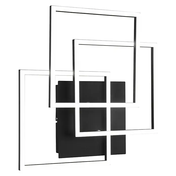 Reality Leuchten LED-Deckenleuchte Mobile - 28 W, L x B x H: 42 x 39 x 10 cm, Schwarz - Moderne Wandleuchte mit LED-Rahmen in verschachtelter Quadrate-Form, die ein stilvolles Ambiente schafft. Die perfekte Beleuchtungslösung für Ihr Zuhause.