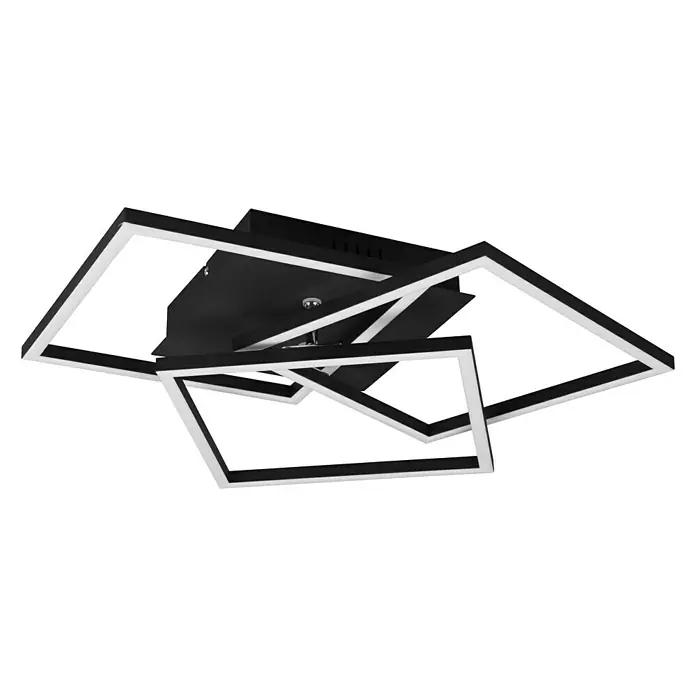 Reality Leuchten LED-Deckenleuchte Mobile - 28 W, L x B x H: 42 x 39 x 10 cm, Schwarz - Moderne LED-Deckenleuchte mit geometrischen Formen und schwarzem Gehäuse. Elegante Beleuchtung für jeden Raum.