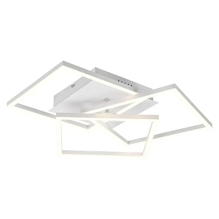 Reality Leuchten LED-Deckenleuchte Mobile - 28 W, L x B x H: 42 x 39 x 10 cm, Weiß - Moderne, weiße LED-Deckenleuchte mit verschachtelten Quadraten, die ein helles und zeitgemäßes Ambiente schafft.