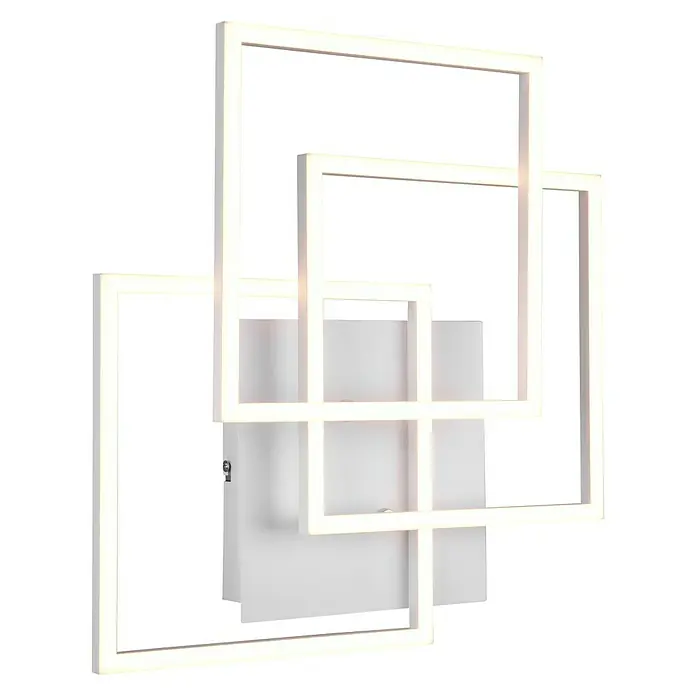 Reality Leuchten LED-Deckenleuchte Mobile - 28 W, L x B x H: 42 x 39 x 10 cm, Weiß - Moderne Wandleuchte mit weißen Quadraten, die ein stilvolles und helles Ambiente schafft. Ideal für zeitgenössische Innenräume.