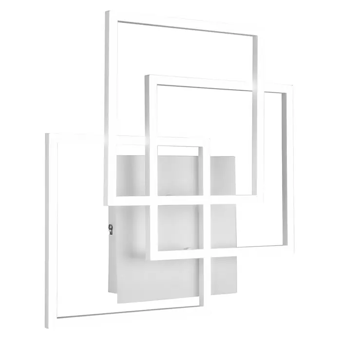 Reality Leuchten LED-Deckenleuchte Mobile - 28 W, L x B x H: 42 x 39 x 10 cm, Weiß - Moderne Wandleuchte mit weißem Rahmen und geometrischem Design, ideal für stilvolle Innenräume. Sorgt für elegantes und helles Licht.