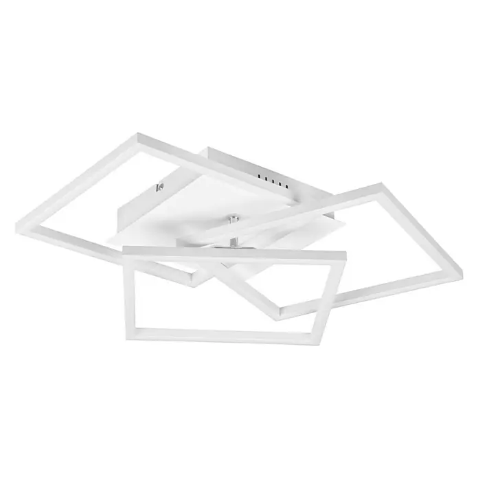 Reality Leuchten LED-Deckenleuchte Mobile - 28 W, L x B x H: 42 x 39 x 10 cm, Weiß - Moderne Deckenleuchte mit verschlungenen, weißen Rechtecken. Ideal für Wohnzimmer oder Schlafzimmer und spendet helles, angenehmes Licht.