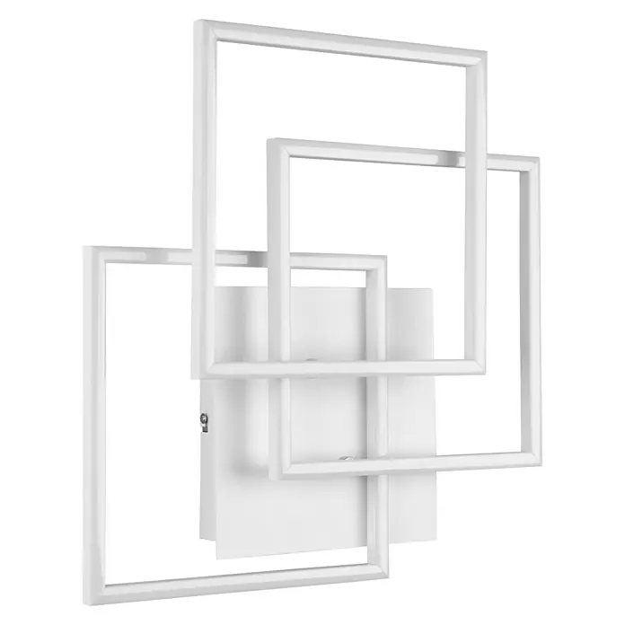 Reality Leuchten LED-Deckenleuchte Mobile - 28 W, L x B x H: 42 x 39 x 10 cm, Weiß - Moderne, weiße Wandleuchte mit überlappenden Quadraten für stilvolle Beleuchtung.