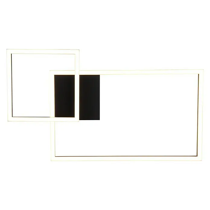 Reality Leuchten LED-Deckenleuchte Padella - 25 W, L x B x H: 36 x 63 x 7 cm, Messing - Modern gestaltete LED-Deckenleuchte mit überlappenden Rechtecken, die ein helles und stilvolles Ambiente schafft.\n