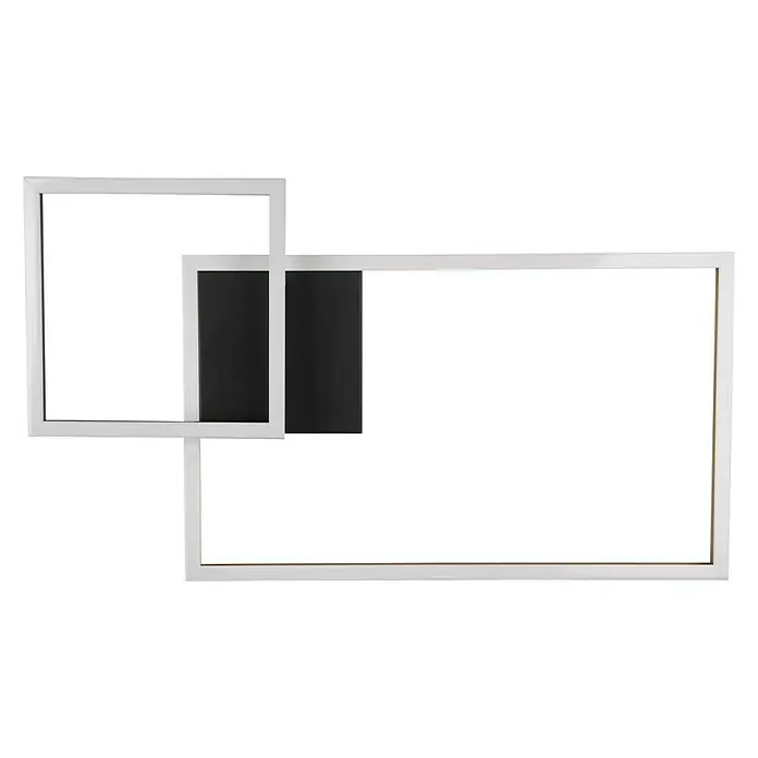 Reality Leuchten LED-Deckenleuchte Padella - 25 W, L x B x H: 36 x 63 x 7 cm, Messing - Weiße LED-Wandleuchte mit eckigem Design. Ideal für eine moderne Innenraumgestaltung. Die Lampe ist dimmbar.