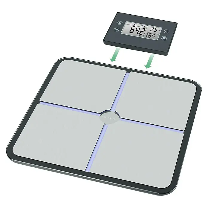 Personenwaage BS 460 - Digital, Metall, Belastbarkeit: 180 kg - Intelligente Körperanalysewaage von Medisana zur präzisen Messung von Gewicht, Körperfett, Muskelmasse und Wasseranteil.