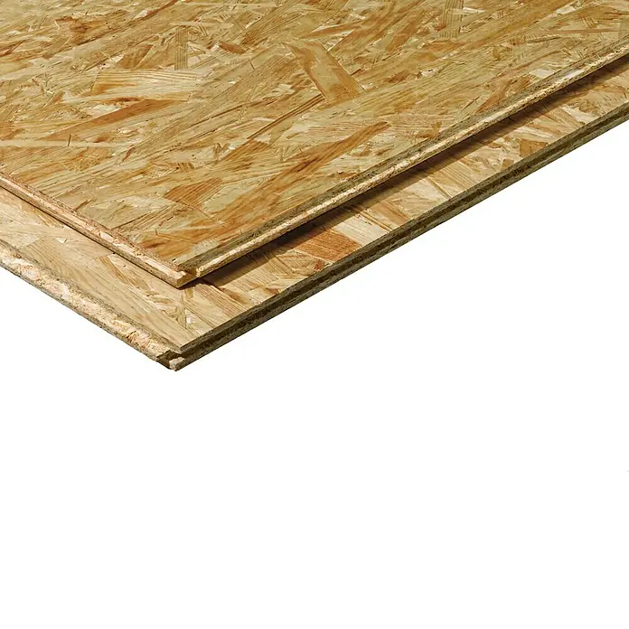 OSB-Verlegeplatte Palette2.050 x 675 x 15 mm, 68 Stk. - Zwei OSB-Platten mit sichtbarer Holzstruktur, ideal für Bauprojekte und Innenausbau. Vielseitig und stabil.