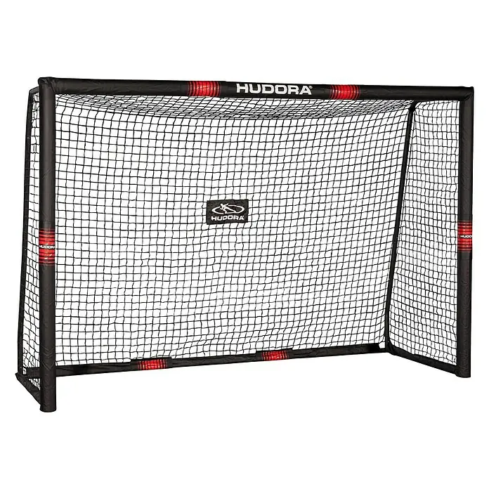 Hudora Fußballtor Pro Tect 24085 x 240 x 160 cm, Schwarz/Neonrot - Ein HUDORA-Fußballtor für das Training zu Hause. Das Tor ist schwarz mit roten Akzenten und hat ein robustes Netz.