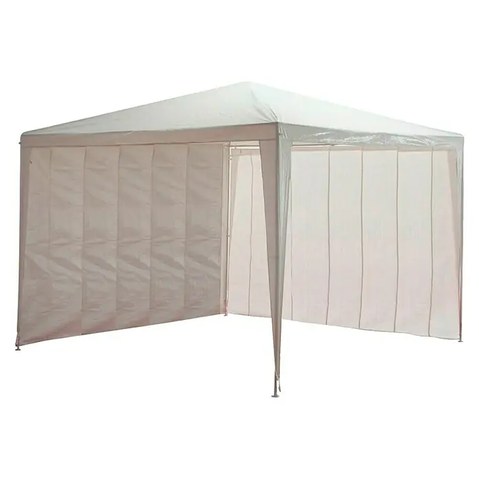 Sunfun Seitenwände Pavillon Sumba - 2 Stk. - Ein weißes Partyzelt mit Stoffseitenwänden, ideal für Veranstaltungen im Freien, bietet Schutz und Schatten.