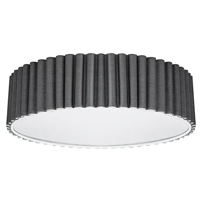 Tween Light Deckenleuchte rund Siena - 160 W, Grau, E14 - Eine graue, zylindrische Deckenleuchte mit geriffelter Oberfläche und weißem Diffusor sorgt für eine elegante Beleuchtung.
