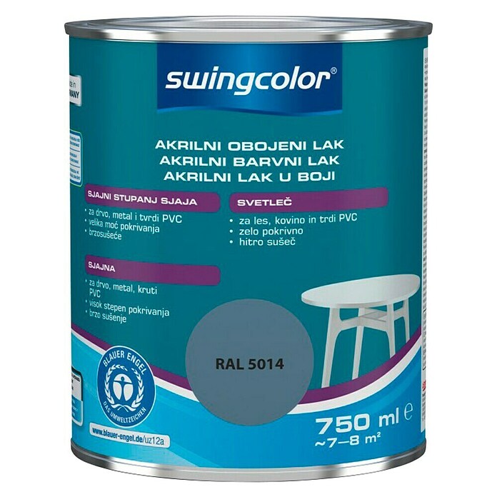 swingcolor Pisani lak  (750 ml, Barva: Golobje modra, Sijaj) | 5961 - Acryl Hochglanzlacke farbig | HADL - Lacke | HAD - Farben | HA - Farben | H - Innendeko/Farben | BAUHAUS