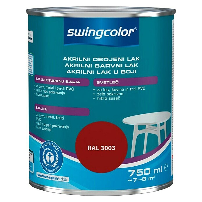 swingcolor Pisani lak  (Rdeča, 750 ml, Sijaj) | 5961 - Acryl Hochglanzlacke farbig | HADL - Lacke | HAD - Farben | HA - Farben | H - Innendeko/Farben | BAUHAUS