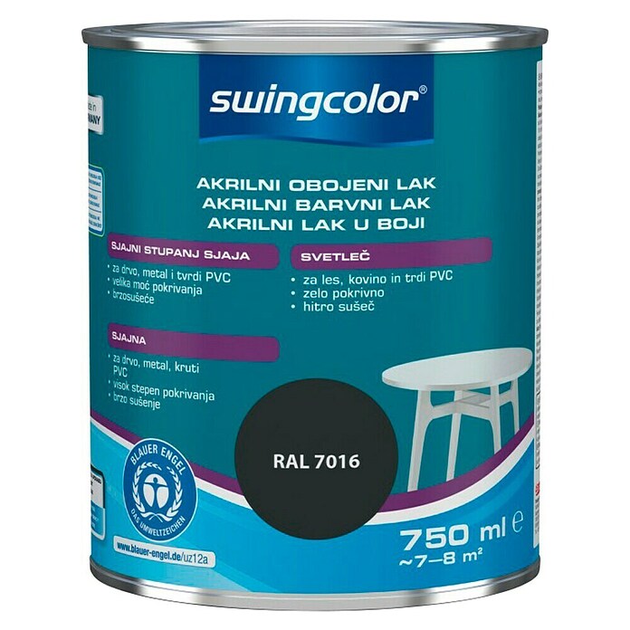 swingcolor Pisani lak  (Antracitno siva, 750 ml, Sijaj) | 5961 - Acryl Hochglanzlacke farbig | HADL - Lacke | HAD - Farben | HA - Farben | H - Innendeko/Farben | BAUHAUS