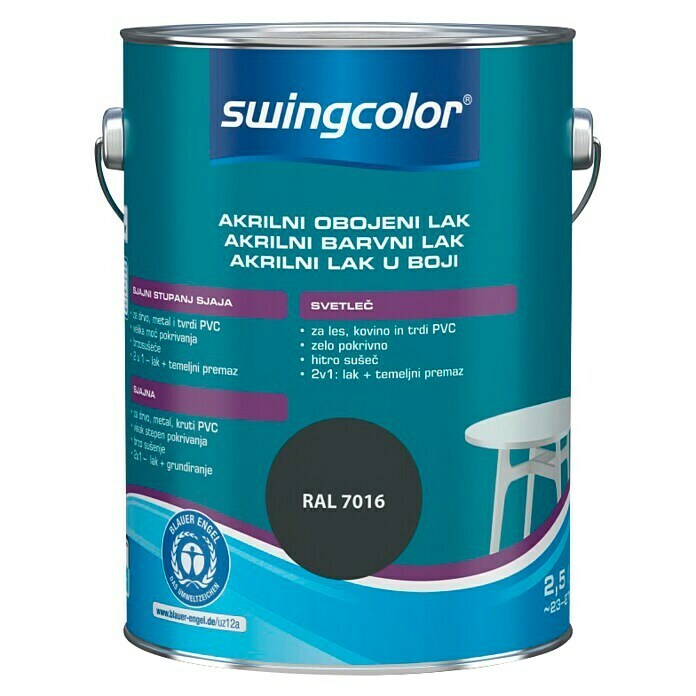 swingcolor Lak u boji  (Akrilni lak, Antracit, 2,5 l, Svilenkasti sjaj) | BAUHAUS