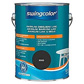 swingcolor Akrilni lak (Crne boje, 2,5 l, Svilenkasti mat)