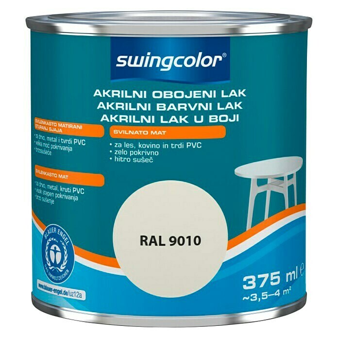 Swingcolor Akrilni Lak čisto Bijele Boje 375 Ml Mat Bauhaus 3894