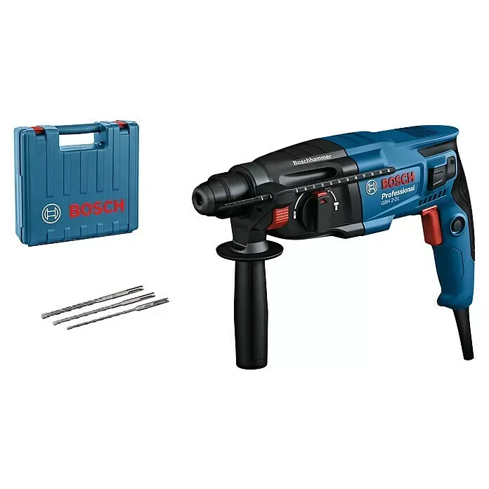 Bosch Professional Kombihammer GBH 2-21720 W, 2 J, SDS-Plus-Aufnahme, Inkl. 3 x SDS-Plus Bohrer und Koffer Diagonal View