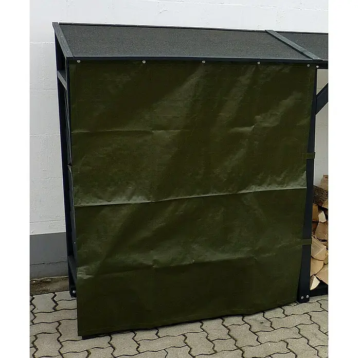 Promadino Kaminholzregal Erweiterung - 120 x 68 x 148 cm, Holz, Anthrazit - Abdeckung für Holzregal. Die Abdeckung ist aus robustem, olivgrünem Material und schützt das Holz vor Witterungseinflüssen.