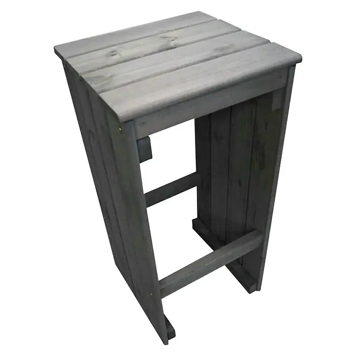 Promadino Garten-Barhocker Grömitz - Kiefernholz, Grau, B x T x H: 38 x 40 x 80 cm - Grauer Holzstuhl mit einfacher Bauweise, ideal für den Garten oder die Terrasse. Er ist robust und bietet eine zusätzliche Sitzgelegenheit.