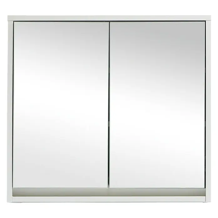 Trendteam Spiegelschrank Basic - B x H: 60 x 60 cm, Ohne Beleuchtung, Holz, Weiß - Weißer Spiegelschrank mit zwei Türen. Der Schrank hat eine schlichte und moderne Optik, ideal für Badezimmer oder andere Räume.
