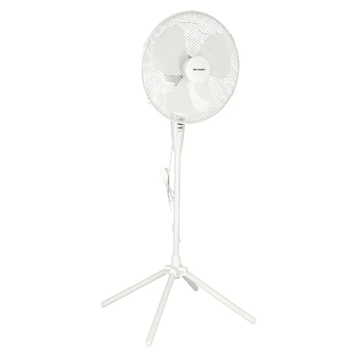 Voltomat Standventilator - Weiß, 40 cm, 125 cm - Weißer ProKlima Standventilator mit drei Flügeln und einem stabilen Stativfuß für eine angenehme Luftzirkulation im Raum.