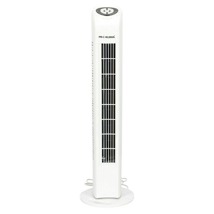 Proklima TurmventilatorWeiß, 78 cm, 50 W, 258 m³/h, Timer Front View