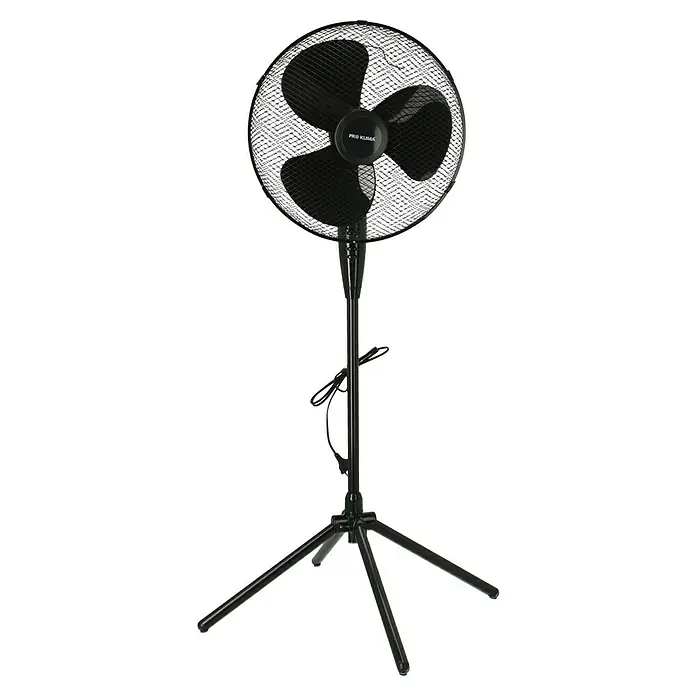 Voltomat Standventilator - Schwarz, 40 cm, 125 cm - Schwarzer Pro Klima Standventilator mit drei Rotorblättern und einem stabilen Stativfuß für eine optimale Luftzirkulation.