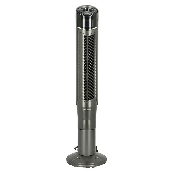 Voltomat Turmventilator - Schwarz, 132 cm - Grauer Pro Klima Turmventilator mit schlankem Design und Gitter, ideal für eine effektive Luftzirkulation in jedem Raum.