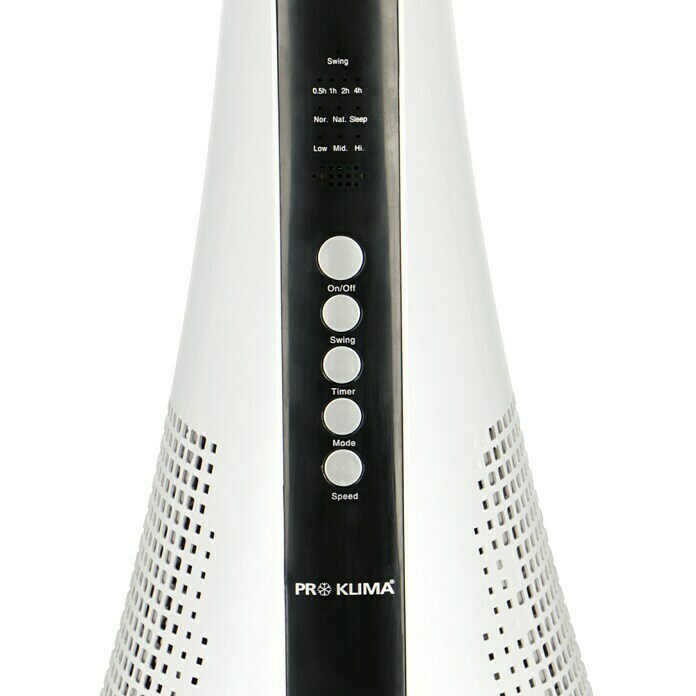 PR Klima Ventilador de torre (Blanco/Negro, 40 W, Altura: 110 cm, Con mando a distancia)