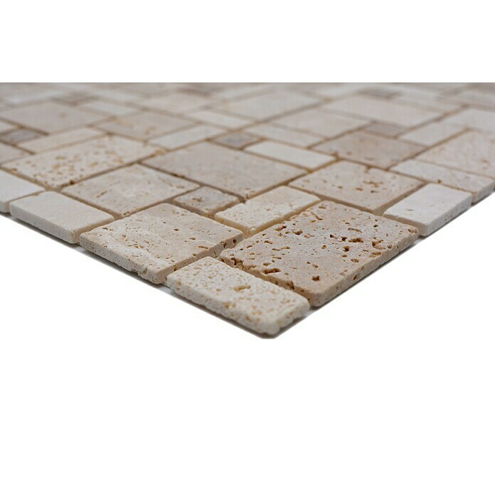 Selbstklebemosaik Travertin SAM 4CM1430,5 x 30,5 cm, Naturstein, Mix Beige Detail Shot