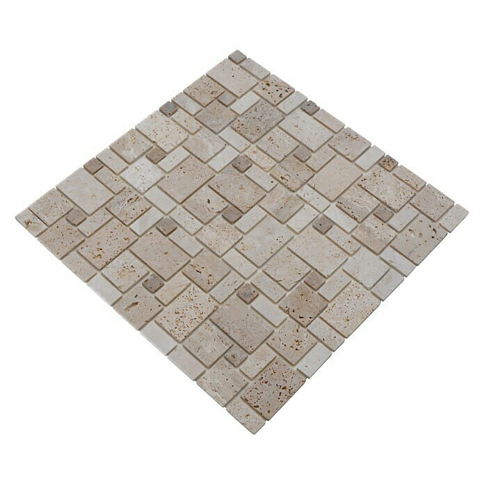 Selbstklebemosaik Travertin SAM 4CM1430,5 x 30,5 cm, Naturstein, Mix Beige Diagonal View