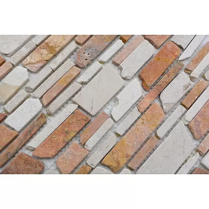 Mosaikfliese Mix MOS BRICK 225 - 30,5 x 30,5 cm, Rot/Weiß, Matt - Detailaufnahme